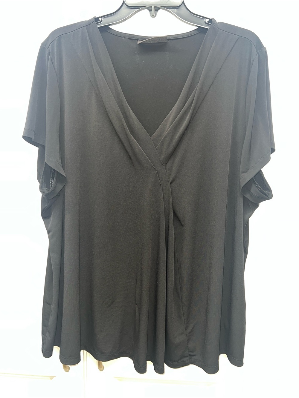 Lane Bryant Black Draped V-Neck Short Sleeve Blouse 22/24